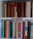 Shelf of books and a cross